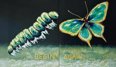 Painting Begin again An Artwork Catapiller to Butterfly